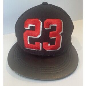 Michael Jordan 23 Hat Cap Snapback Black Red One Size Chicago Bulls Faux Leather